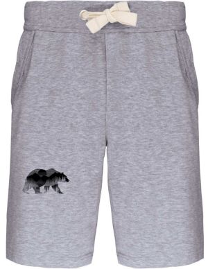 Medvěd s horskou krajinou, černý tisk