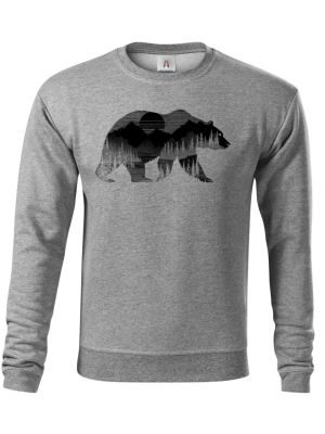 Medvěd s horskou krajinou, černý tisk