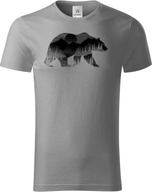 Medvěd s horskou krajinou, černý tisk