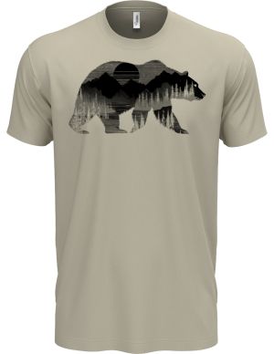 Medvěd s horskou krajinou, černý tisk