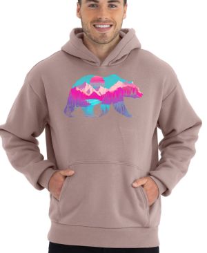 Medvěd s horskou krajinou