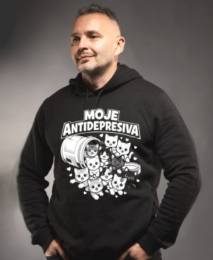 Moje antidepresiva, kočky, bílý potisk