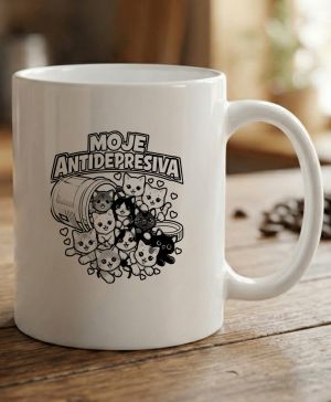 Moje antidepresiva, kočky, černý potisk