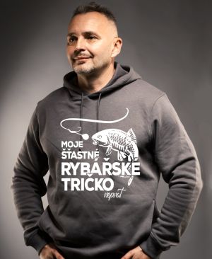 Moje šťastné rybářské tričko. Neprat. Bílý tisk