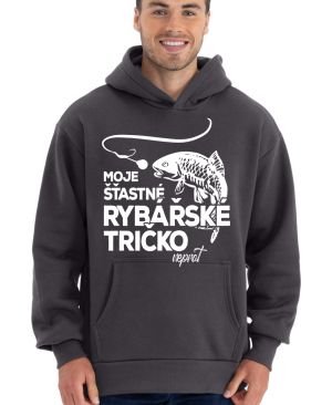 Moje šťastné rybářské tričko. Neprat. Bílý tisk