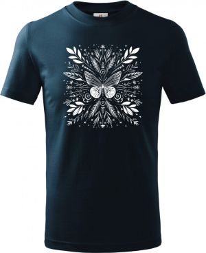 Motýlí mandala, bílý potisk