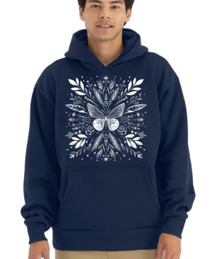 Motýlí mandala, bílý potisk