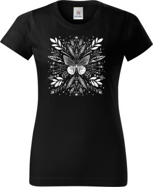 Motýlí mandala, bílý potisk