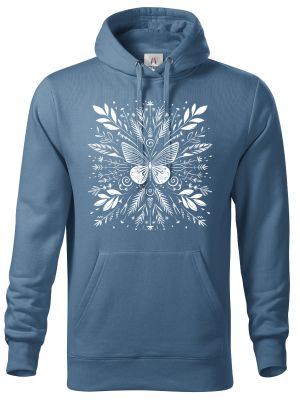 Motýlí mandala, bílý potisk