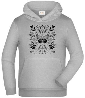 Motýlí mandala, černý potisk