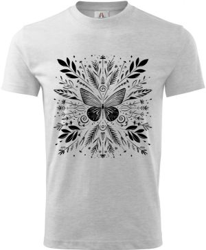 Motýlí mandala, černý potisk