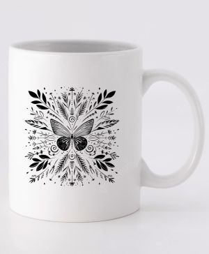 Motýlí mandala, černý potisk