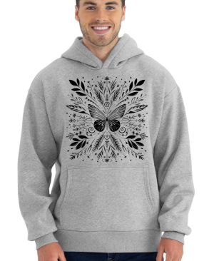 Motýlí mandala, černý potisk