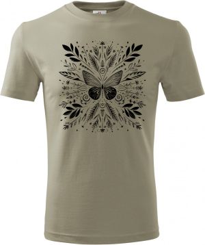 Motýlí mandala, černý potisk