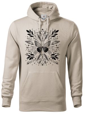 Motýlí mandala, černý potisk