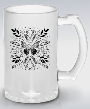 Motýlí mandala, černý potisk