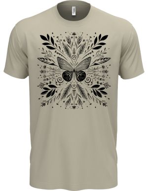 Motýlí mandala, černý potisk