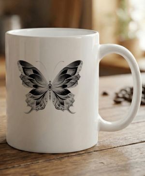 Motýlí ornament, černý potisk