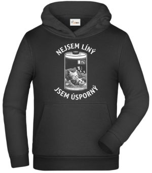 Nejsem líný jsem úsporný, bílý potisk