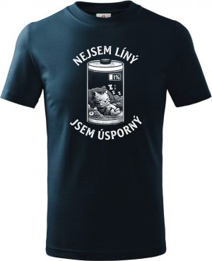 Nejsem líný jsem úsporný, bílý potisk