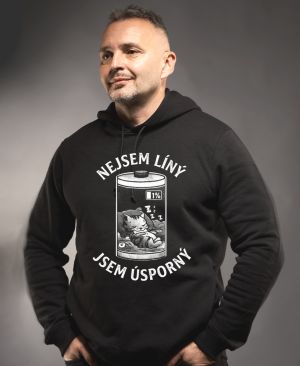 Nejsem líný jsem úsporný, bílý potisk