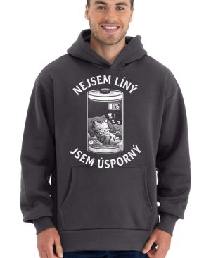 Nejsem líný jsem úsporný, bílý potisk