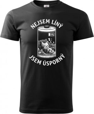 Nejsem líný jsem úsporný, bílý potisk