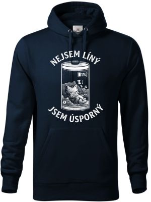 Nejsem líný jsem úsporný, bílý potisk