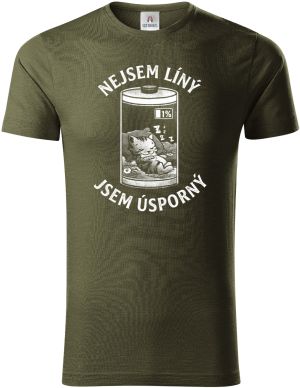 Nejsem líný jsem úsporný, bílý potisk