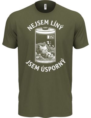 Nejsem líný jsem úsporný, bílý potisk
