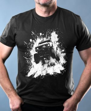 Offroad ve skoku, bílý tisk