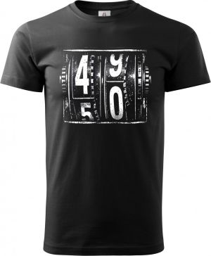 Padesátka na tachometru, bílý tisk