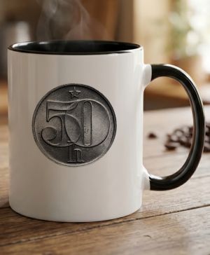 Padesátník, bez textu, bílý potisk