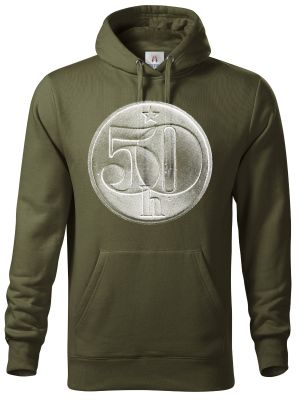 Padesátník, bez textu, bílý potisk