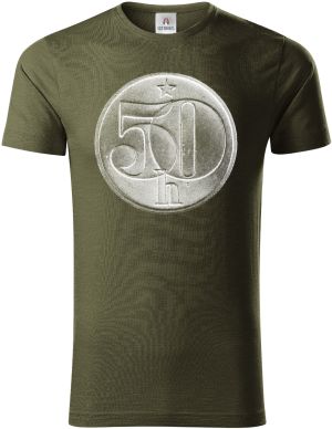 Padesátník, bez textu, bílý potisk