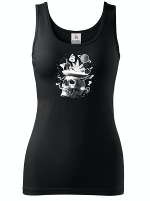 Párty v hlavě, lebka, bílý potisk