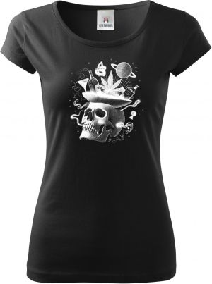 Párty v hlavě, lebka, bílý potisk