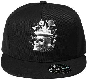 Párty v hlavě, lebka, bílý potisk