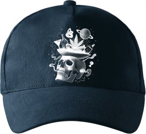 Párty v hlavě, lebka, bílý potisk