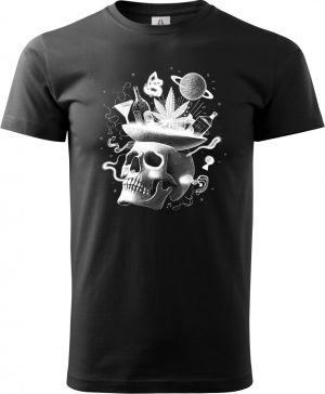 Párty v hlavě, lebka, bílý potisk