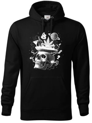 Párty v hlavě, lebka, bílý potisk