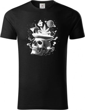 Párty v hlavě, lebka, bílý potisk