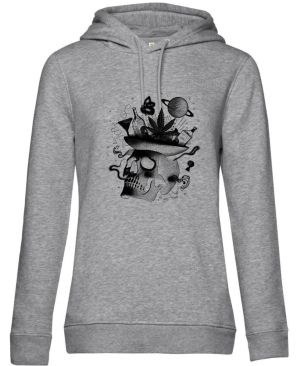 Párty v hlavě, lebka, černý tisk