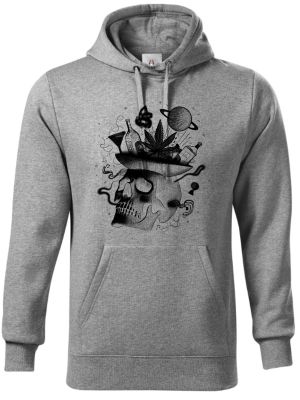 Párty v hlavě, lebka, černý tisk