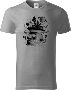 Párty v hlavě, lebka, černý tisk