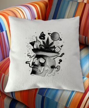 Párty v hlavě, lebka, černý tisk