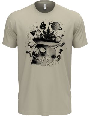 Párty v hlavě, lebka, černý tisk