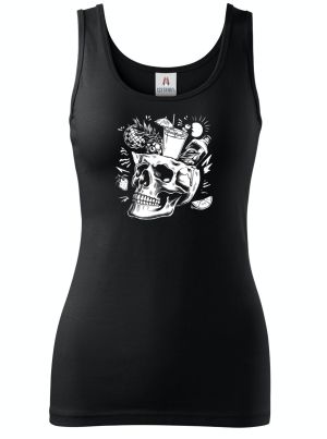 Párty v hlavě, lebka, V2, bílý potisk