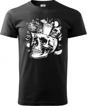 Párty v hlavě, lebka, V2, bílý potisk