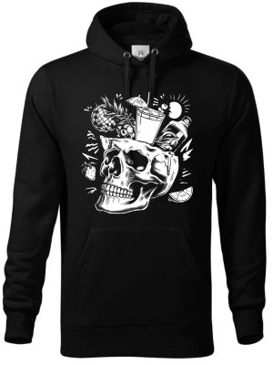 Párty v hlavě, lebka, V2, bílý potisk